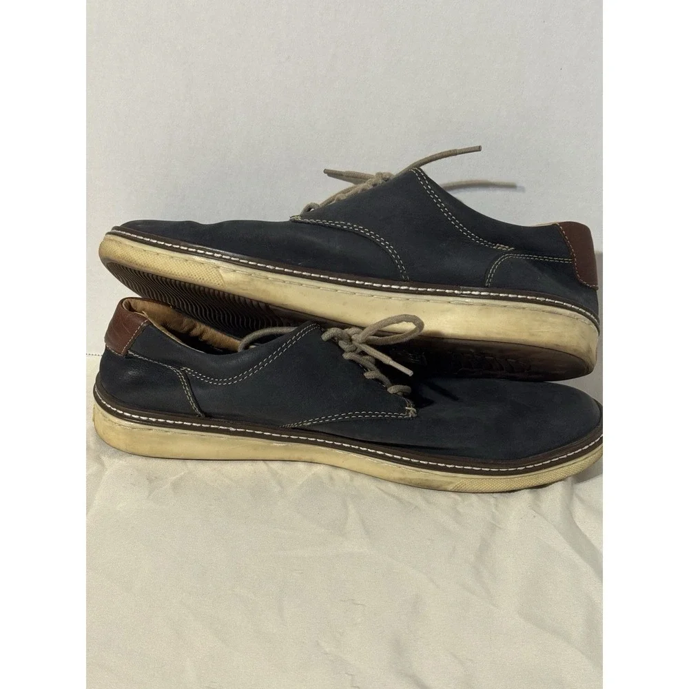 J&M Sheepskin‎ Nubuck Leather Oxford Casual Shoes Mens 11M Navy Lace Up Comfort